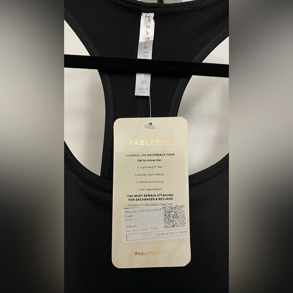 NWT Fabletics  Phoenix Lite Racerback Tank Black Size Medium - Picture 6 of 7